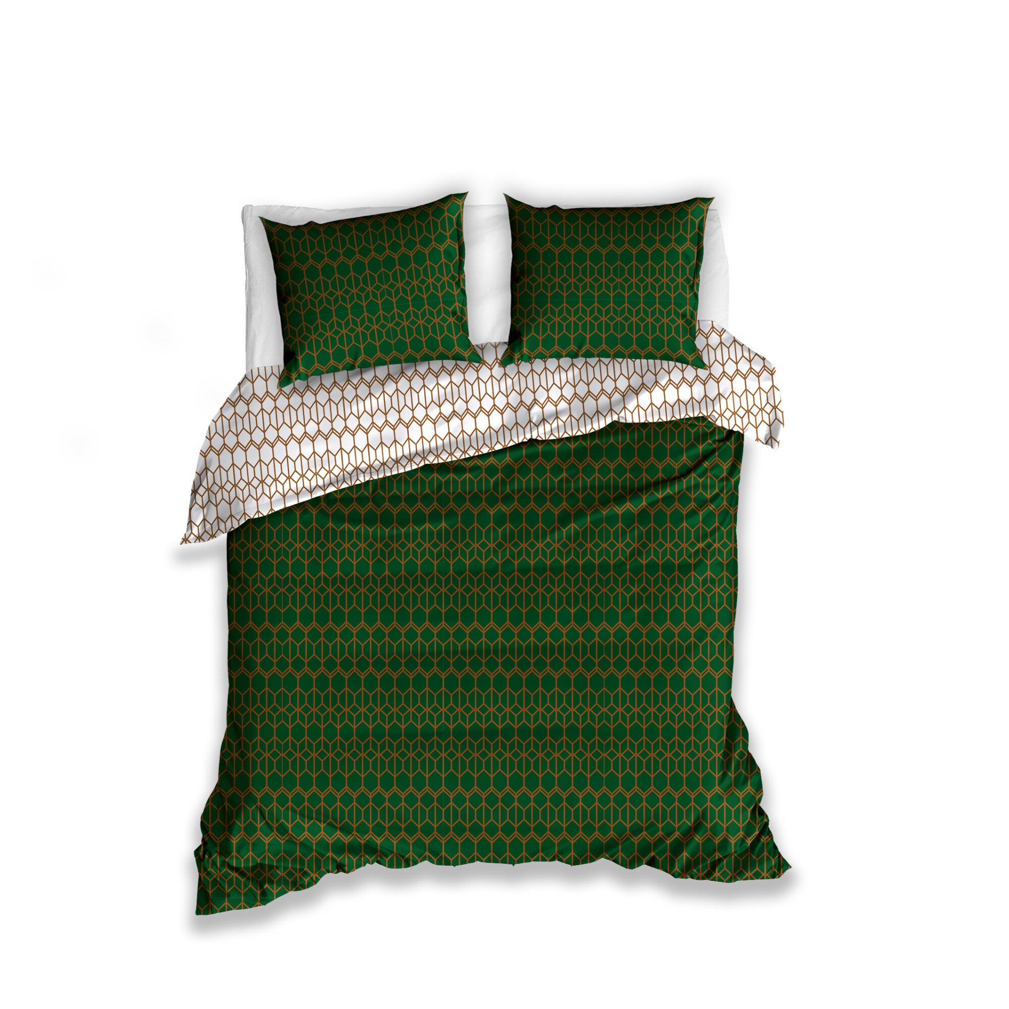 Lenjerie de pat 2 persoane, GREEN COFFEE, bumbac renforce, 200x220 cm